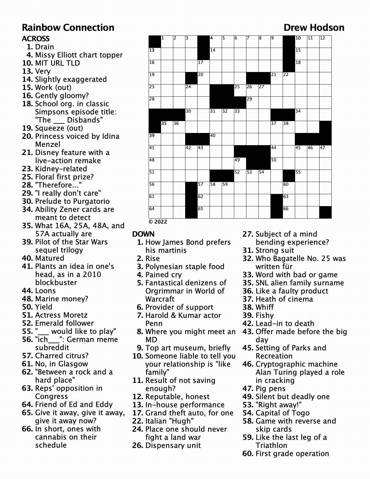 Crossword Puzzles by Drew Hodson